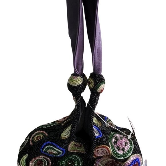 Mary Frances Beaded Leather Dizzy Circles Wristlet Handbag - Picture 10 of 15